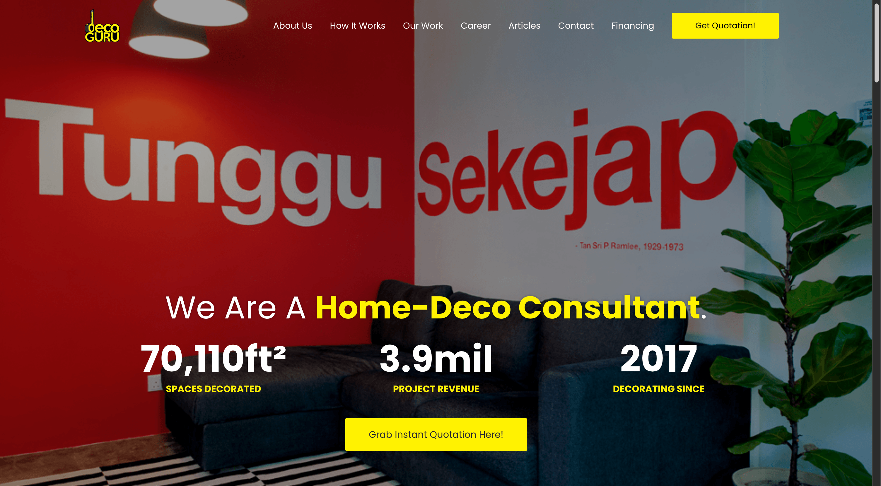 Screenshot of DecoGuru Interior design directory WordPress custom build